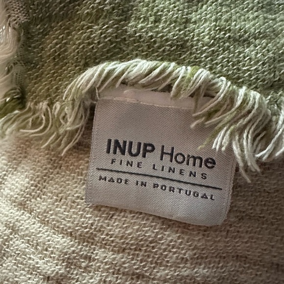 Green and Tan Striped Blanket with Textured Finish - Picture 4 of 4
